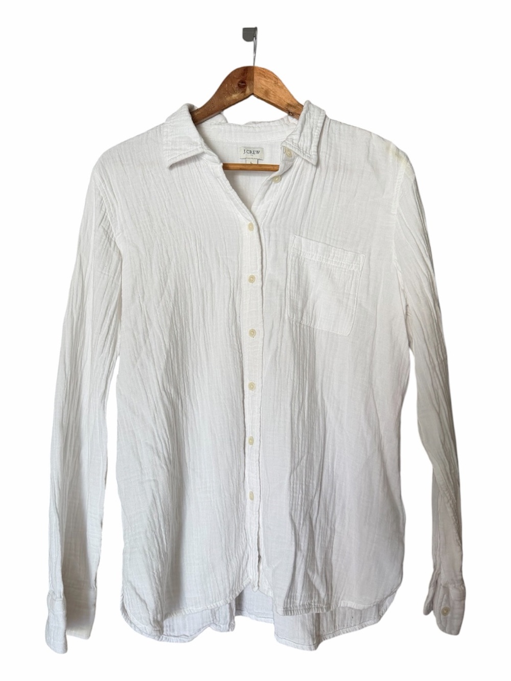 J.Crew Classic White Double Gauze Button-Up Cotton Shirt - Women’s Size Large